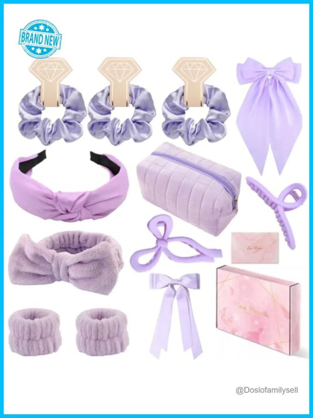 Spa Headband Wristband Set Knotted Headband Satin Hair Bows Hair Clips